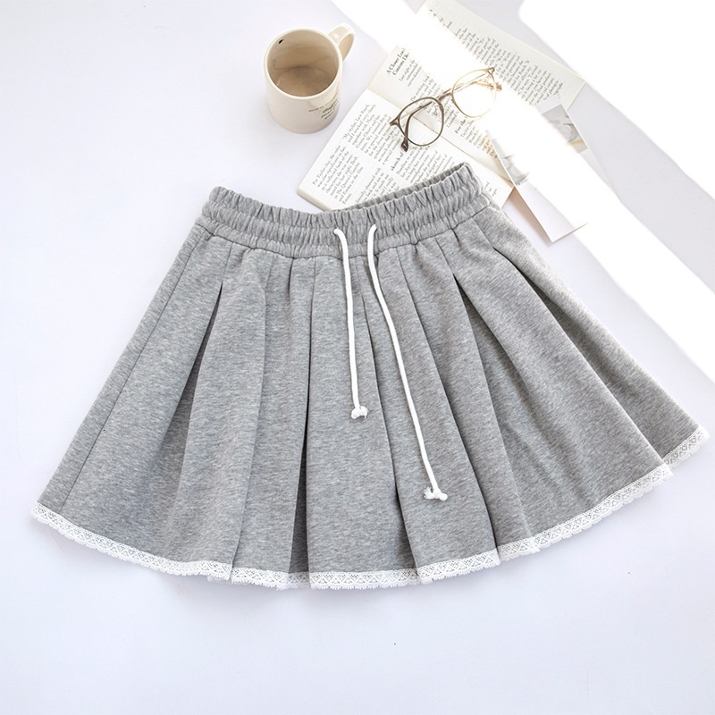 Lace lace midi women, new collection for autumn winter 2024, A-line skirt, high waist slimming, casual and fashionable pleated skirt