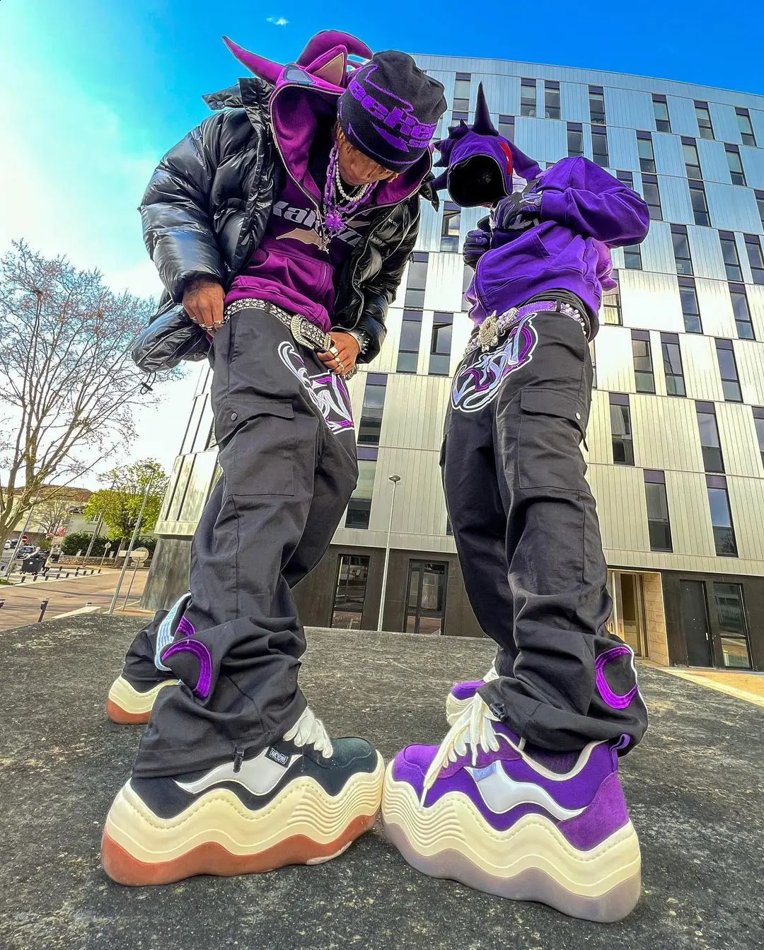 Y2k black multi pocket patch button access control cargo pants mens and womens trendy street loose casual mens clothing 240924