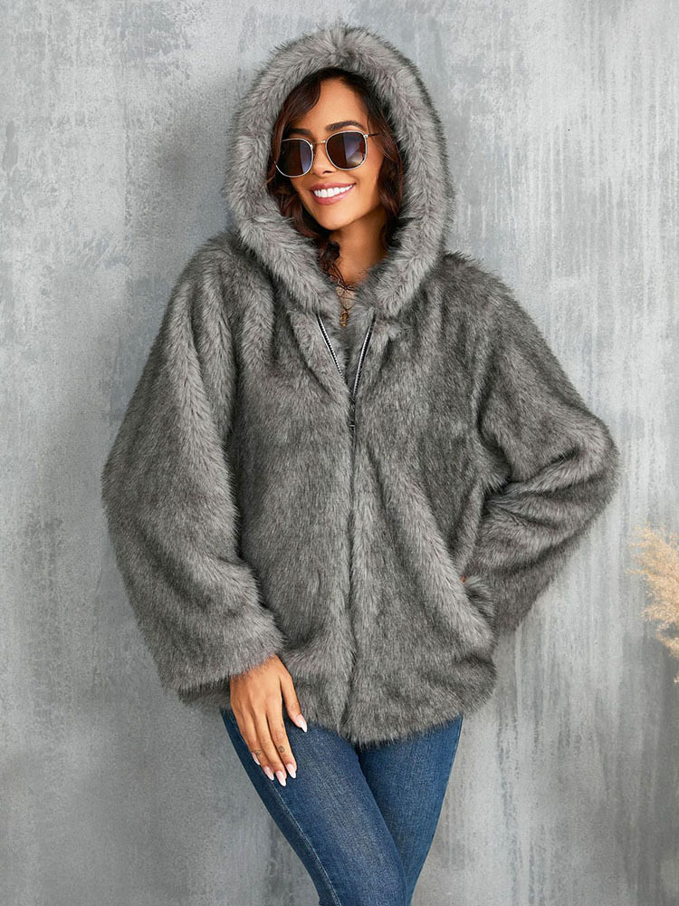 ZADORIN Vintage Winter Women 2024 Oversized Hooded Long Faux Coat Fluffy Warm White Womens Jacket Fur Coats Outerwears