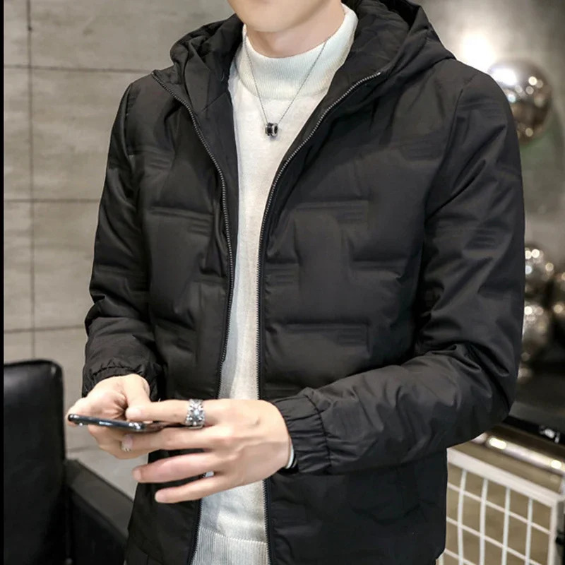 Winter Men Lightweight Warm Fashionable Casual Slim Fit Hooded Down Jacket Fashionable White Duck Down Coat 240914