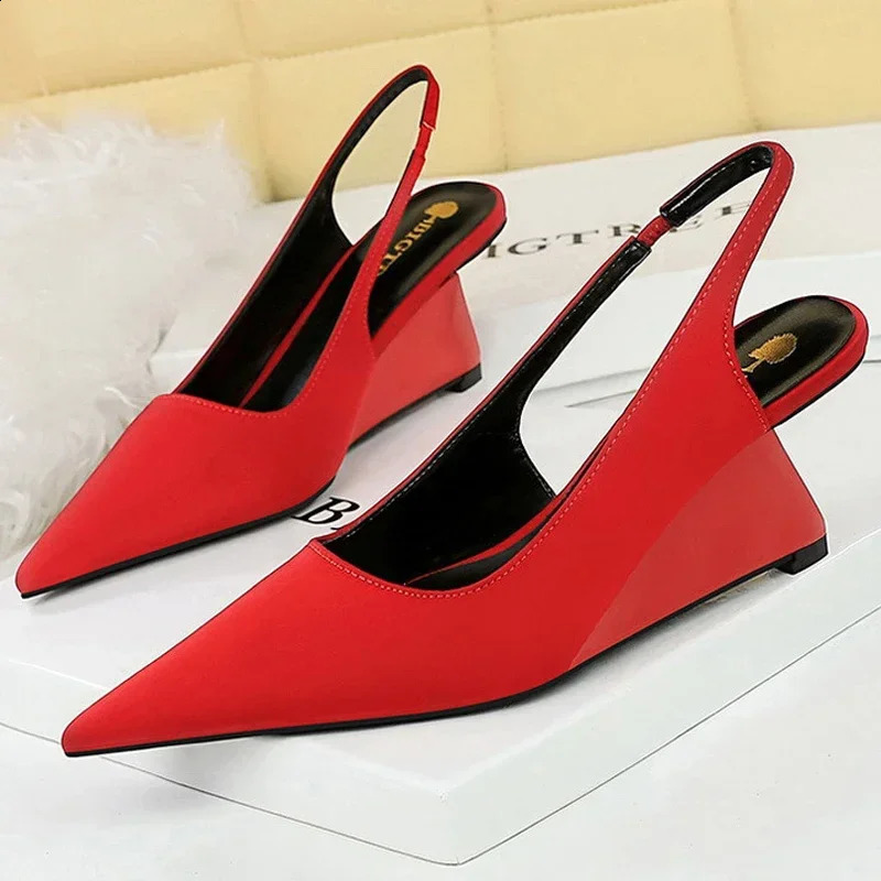 Wedges Pumps High Heels Women Summer Party Dress Shoes Ladies Pointed Silk Sexy Elegance er Sandals Female 241101