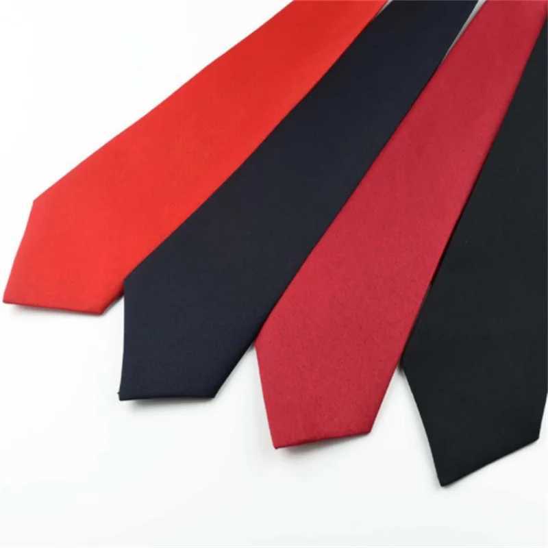Pre tied zipper tie collar mens tight 5cm zipper collar red black blue solid color ultra-thin entertainment party Y240925