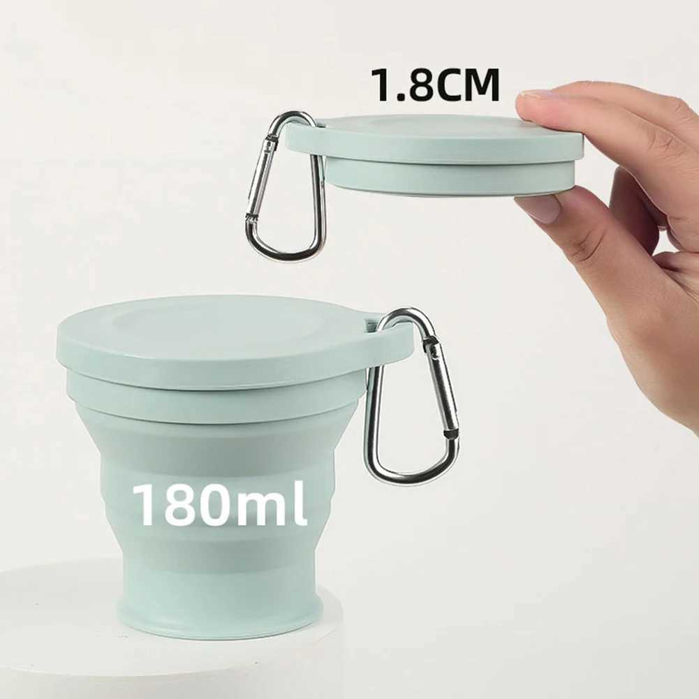 180ml silicone folding foldable and retractable cute water bottle outdoor travel childrens cup tea set kettle beverage Z260202