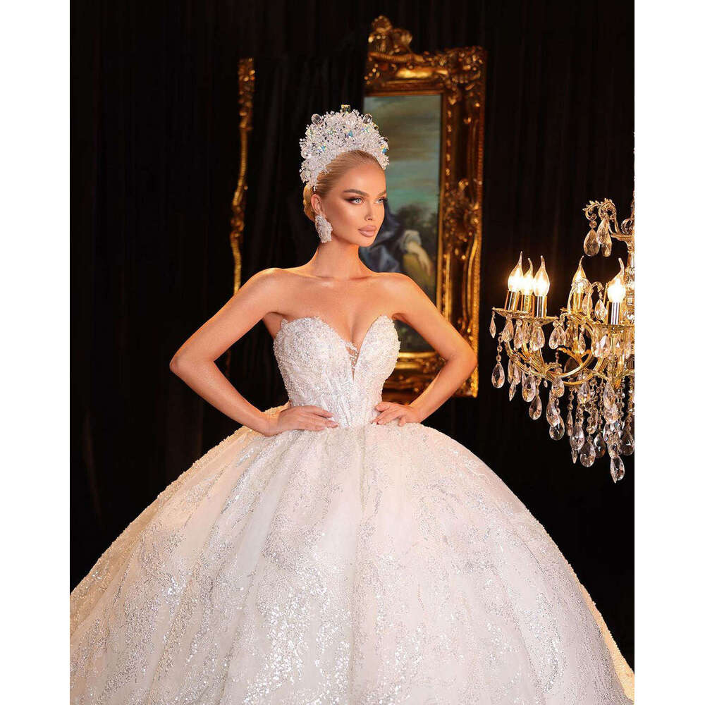 Ball Gown Sweetheart Appliques Sequins Beads or-Length Sparkg Bride Wedding Dress Custom Made
