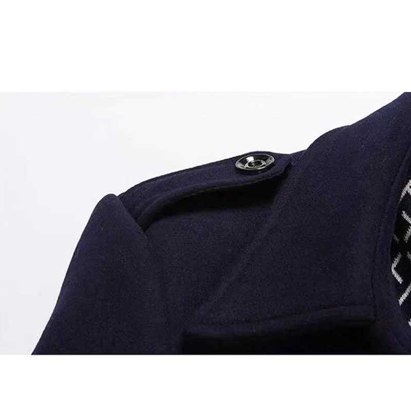 Winter mens wool coat new fashion mid length scarf collar cotton pad thick warm wool coat mens trench coat M-5Xl W240925