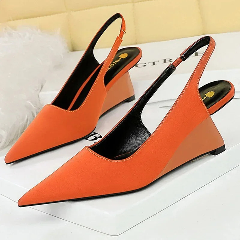Wedges Pumps High Heels Women Summer Party Dress Shoes Ladies Pointed Silk Sexy Elegance er Sandals Female 241101