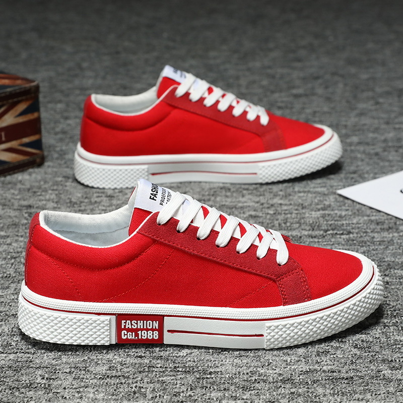 2024 hot selling fashionable red classic low cut men's canvas sneakers Haruku hip-hop skateboarding shoes men's casual sneakers