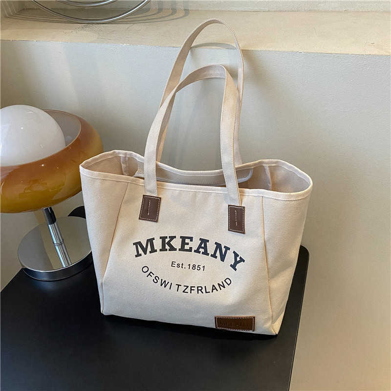 CMM Solid Color Letter Big Bag for Women Autumn and Winter New Trend Large Capacity Canvas Shoulder Bag Fresh Tote Bag