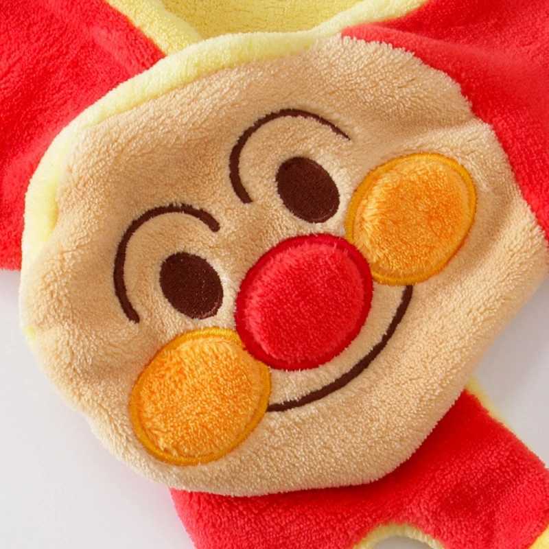Scarves Wraps Baby Boys Coral Velvet Scarves Cartoon Anpanman Print Kid Girl Adult Children Fall and Winter Cotton Lovely Scarf Warm Windproof L240910