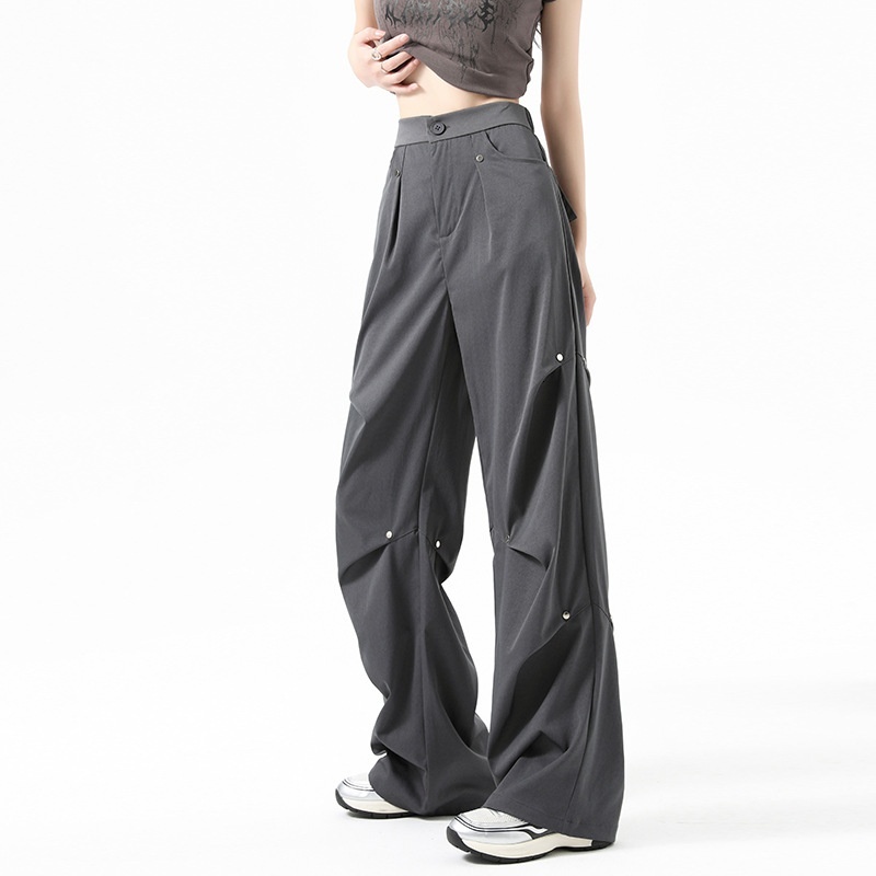Carrot Uncle Willow Nail Work for Women Autumn/Winter 2024 High Waist Slim Straight Wide Leg American Plush Sports Pants
