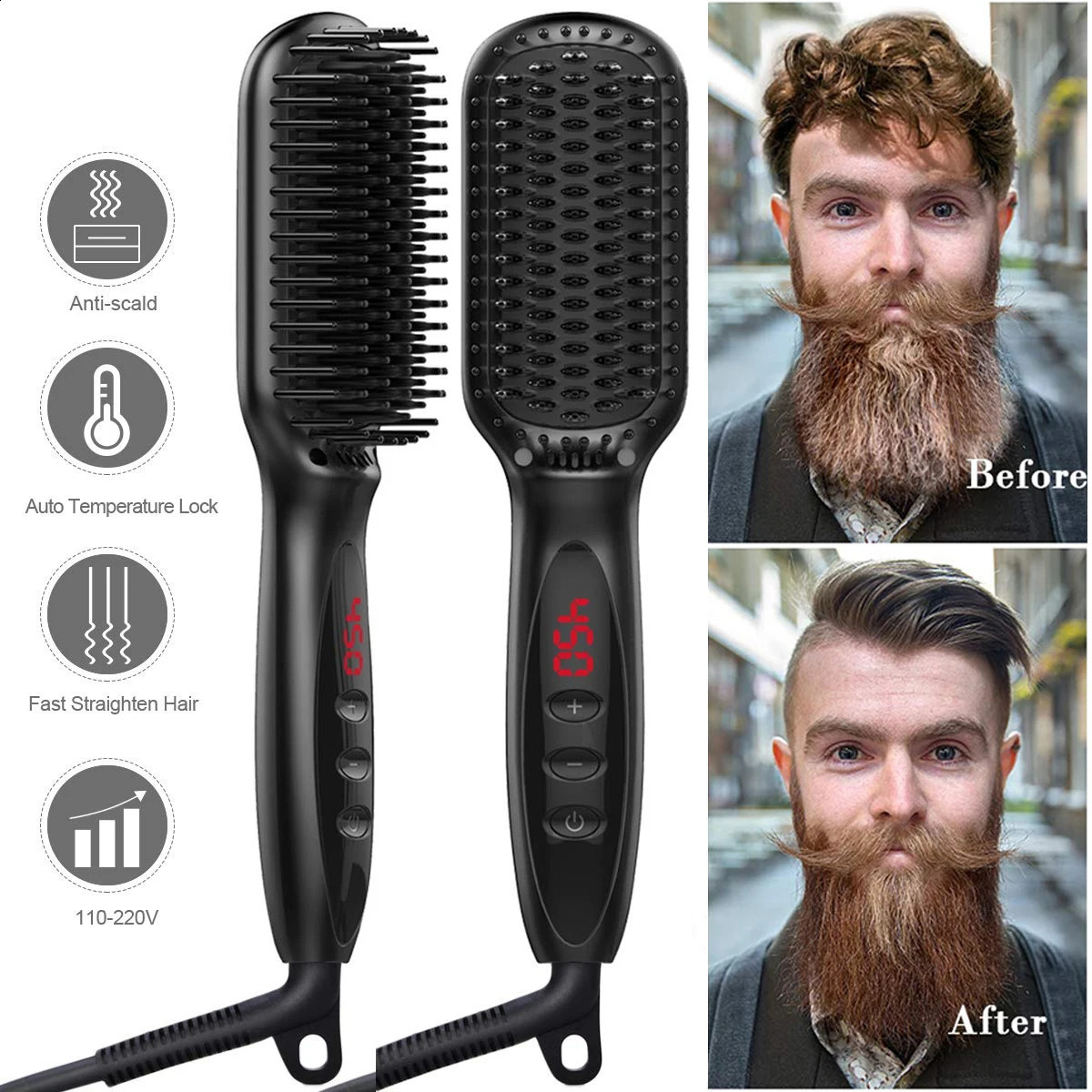 Quick Beard Straightener Hair Straightener Irons Comb Salon Fast Heat Hair Styling Tools Ceramic Hair Straightening Brush 240925