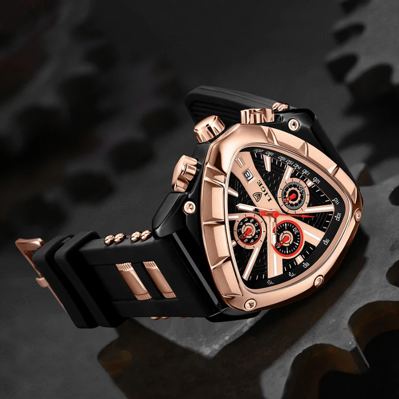 LIGE Fashion Men Watch Triangle Chronograph Military Wristwatch Sport Army Mens Watches Waterproof Quartz Clock Man Reloj 240919