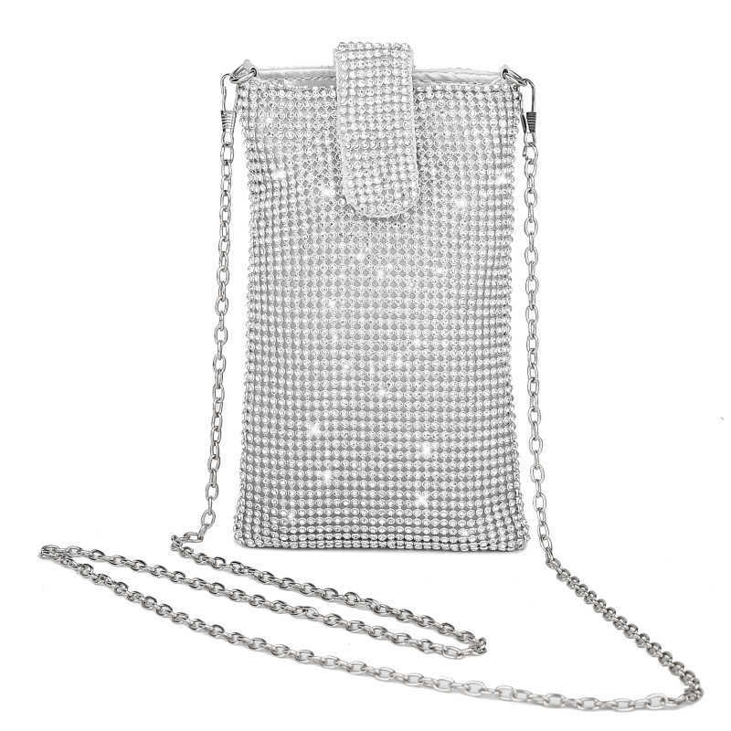 Clutch Bag New Diamond Studded Designer Bag Niche Phone Bag Fashionable And Simple Shoulder Bag Trendy Chain Crossbody Bag Evening Bag 240920