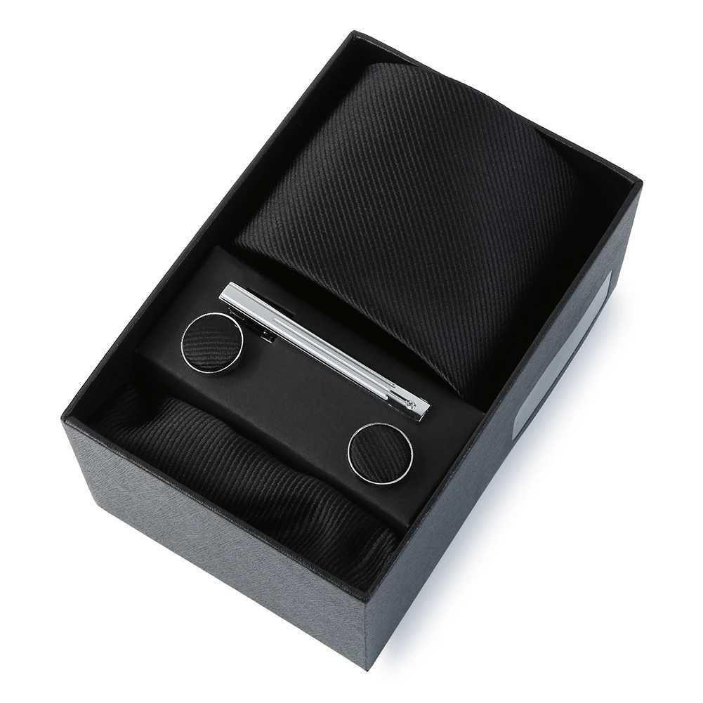 Mens Tie Set 2022 with Cufflinks Tie Clip Square Towel Gift Box Classic Stripe 6-piece Set Business Wedding Accessories Y240925