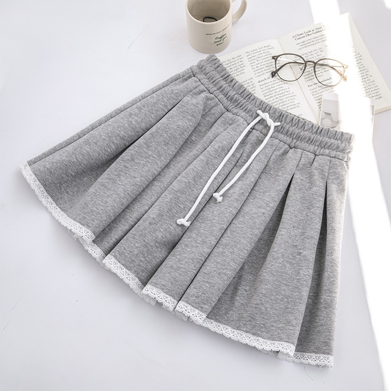Lace lace midi women, new collection for autumn winter 2024, A-line skirt, high waist slimming, casual and fashionable pleated skirt
