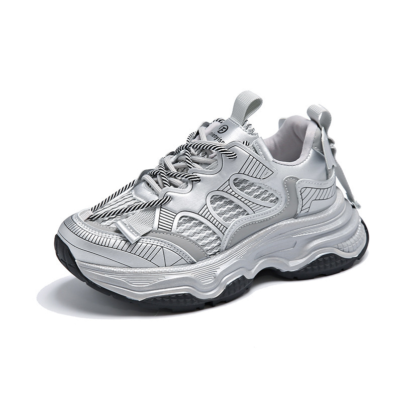 Ddmybear Silver Dad Women's Spring 2024 New Thick Sole Elevated Casual Sports Running Shoes Breathable Chinese Brand Shoes F926-67