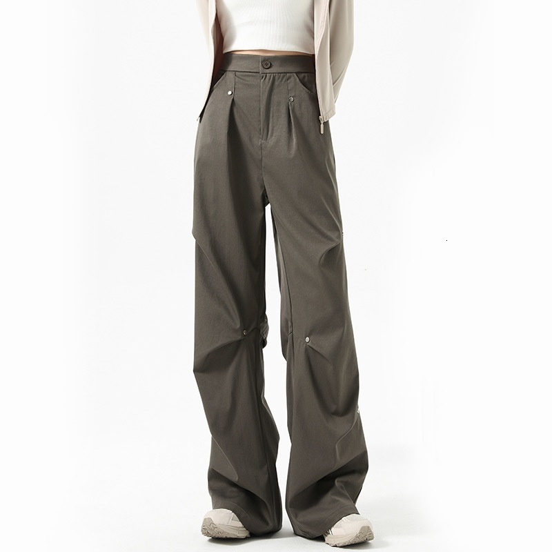 American gray work for women's autumn and winter 2024 new design sense, loose straight leg with plush casual sports pants