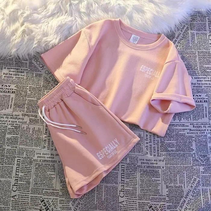 Women's Tracksuits Summer Loose-fit Casual Sportswear Set Short Sleeve Shorts 2-piece Trendy Outer Wear Comfortable Running Streetwear