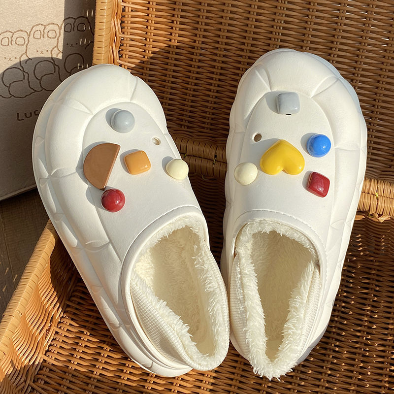 Comfortable Women's Indoor Slippers Soft Cotton Exterior, Fleece Inside, Rubber Soles for Stability