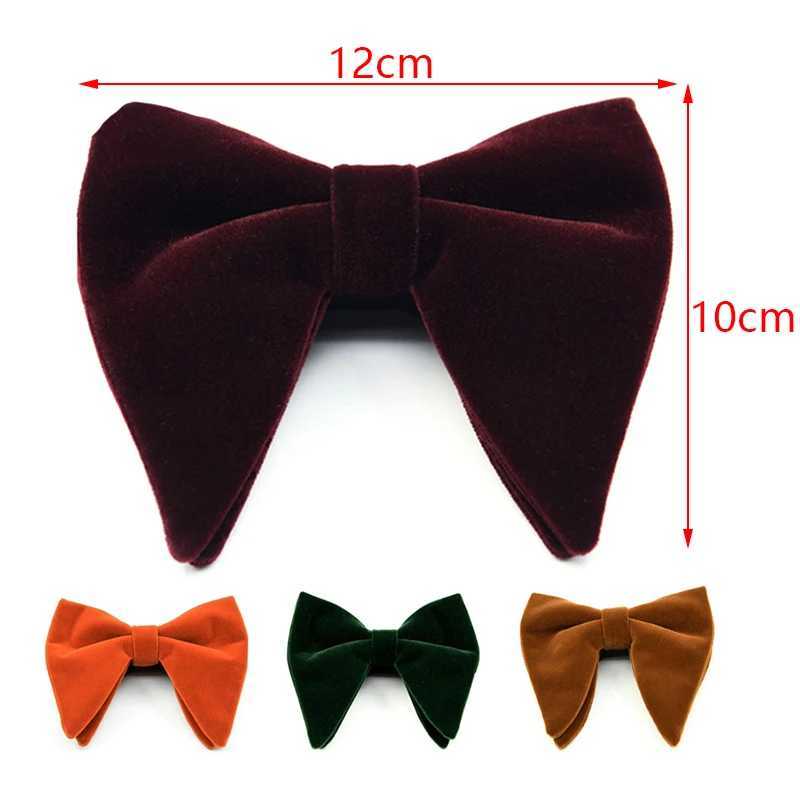 New fashion velvet big bow suitable for mens Gro wedding bow tight solid color Gravatas ultra-thin black tie accessory Y240925