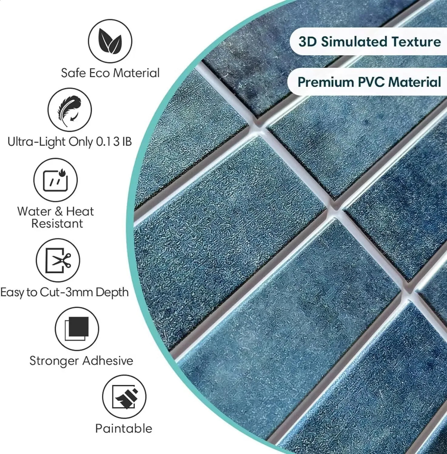 5 Sheets Stick Backsplash Tile- 3D Self Adhesive Peel and Stick Backsplash for Kitchen Bathroom -Sticky Mosaic Wall Tiles 240925 - view 6