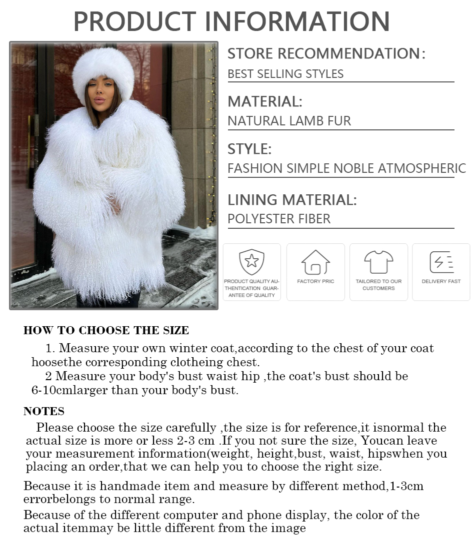 Genuine Mongolian Fur Jackets White Ladies Sheep Skin Coat With Turndown Collar Womens Clothing