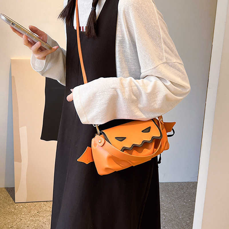 Funny gift bag, cute monster, fashionable design, personalized shoulder bag, pumpkin crossbody bag, trendy 240915