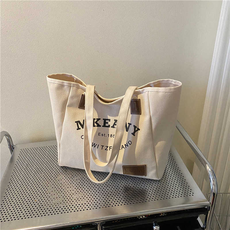 CMM Solid Color Letter Big Bag for Women Autumn and Winter New Trend Large Capacity Canvas Shoulder Bag Fresh Tote Bag