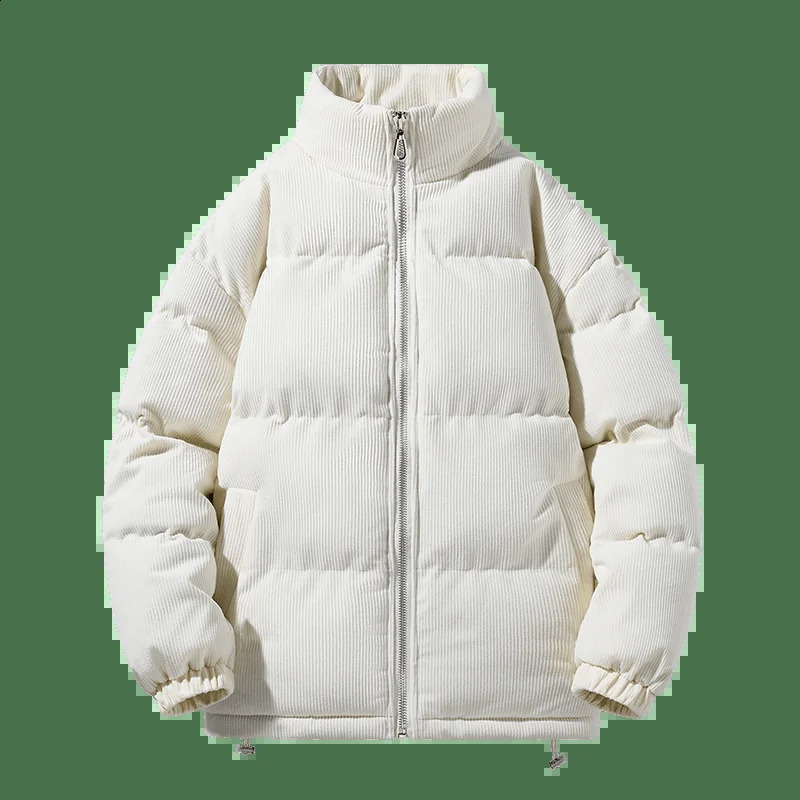 Stand Collar Corduroy Parkas Down Coats Outdoor Thick Warm Coat Mens Winter Korean Fashion Casual Loose Mens Jacket 240926