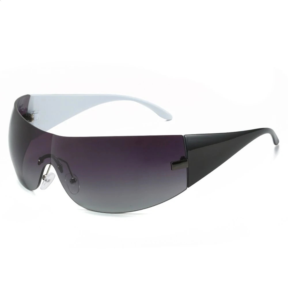 Trendy Y2K Womens Sunglasses Borderless Wrapped Sunglasses Futuristic Integrated Sunshade Glasses Fashion Hip Hop Sunglasses 240924