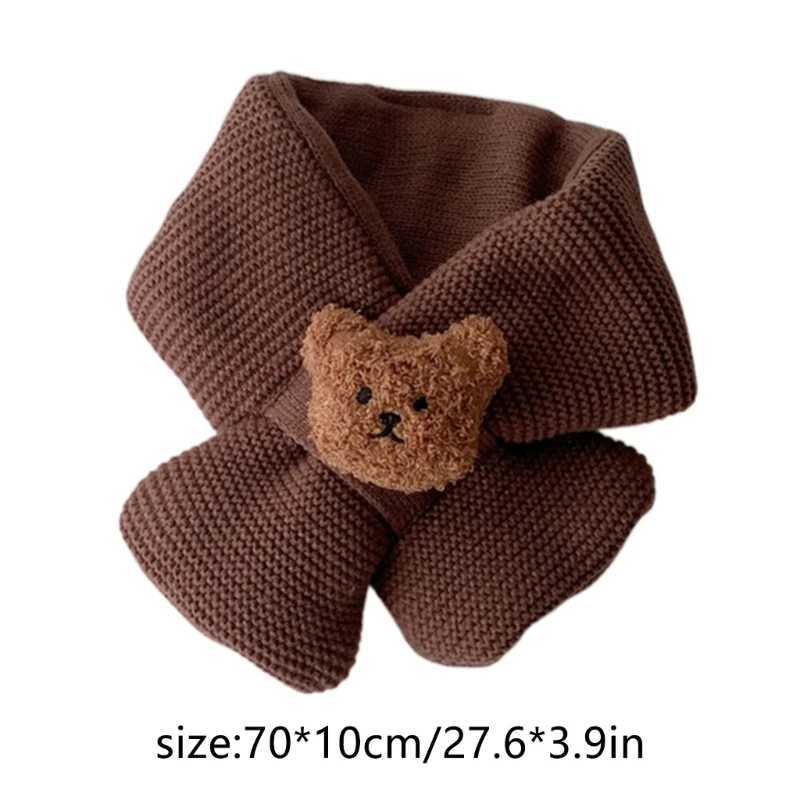 Scarves Wraps Bear Neckerchief Winter Scarves for Kids Boys Girls Infant Soft Wool Scarf L240910 L0910