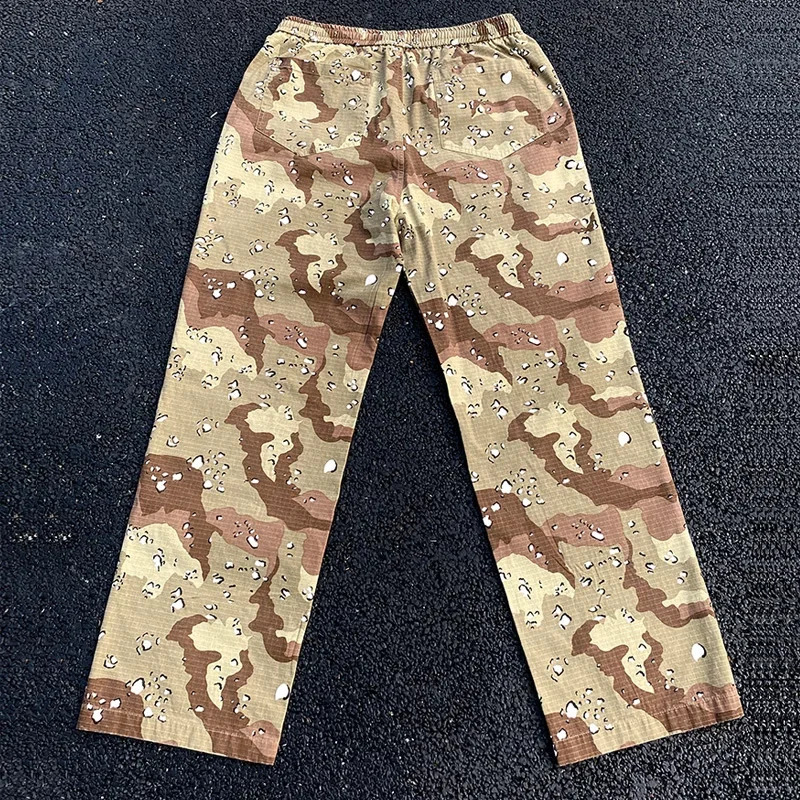 Streetwear high-quality multi pocket functional cargo pants mens womens brushed oversized desert camouflage jacket 240924