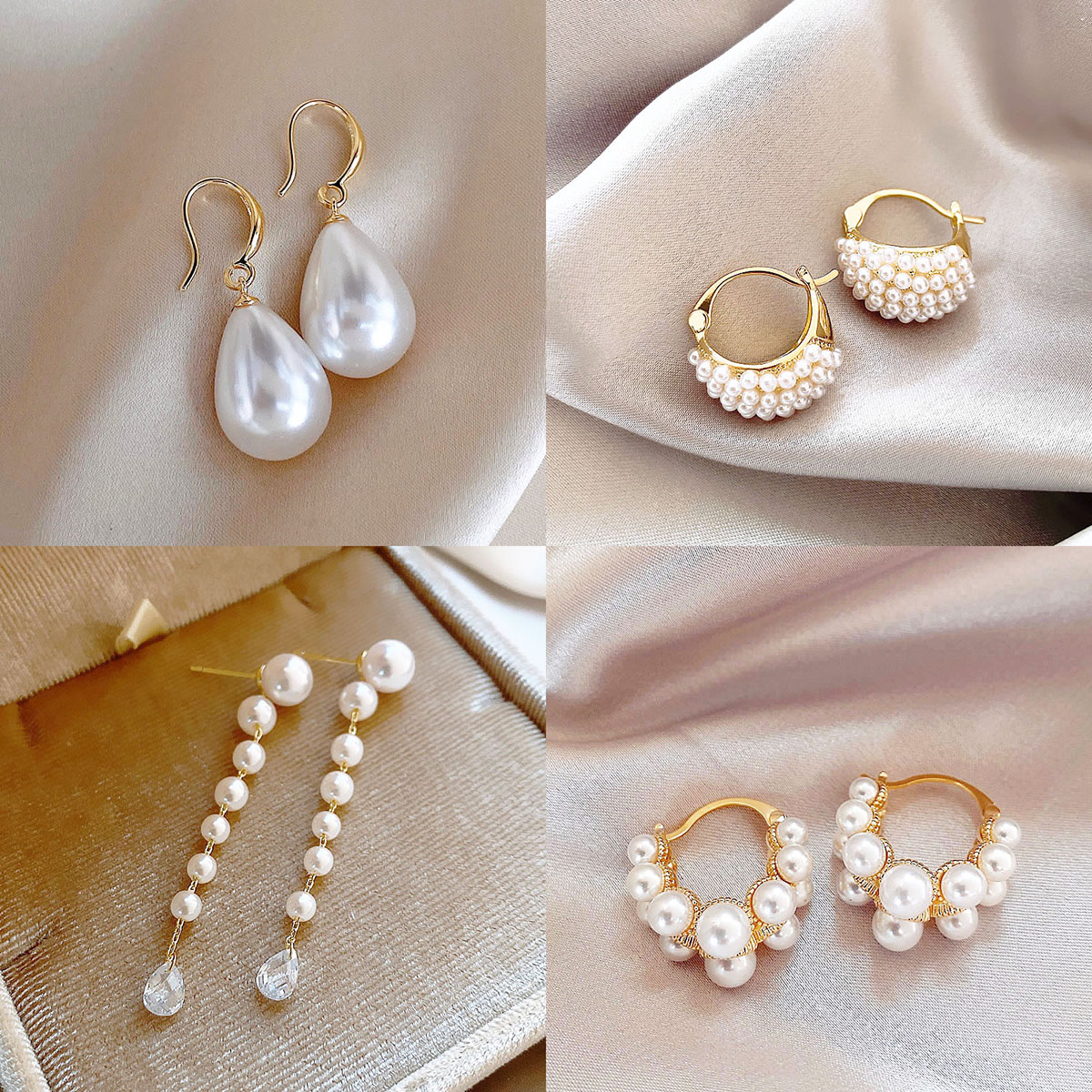 Elegant Designer Pearl Earrings Simulated White Water Drop Pearl Earrings for Women 18K Gold Silver Freshwater Pearl Dangle Earring Wedding Jewelry Gi