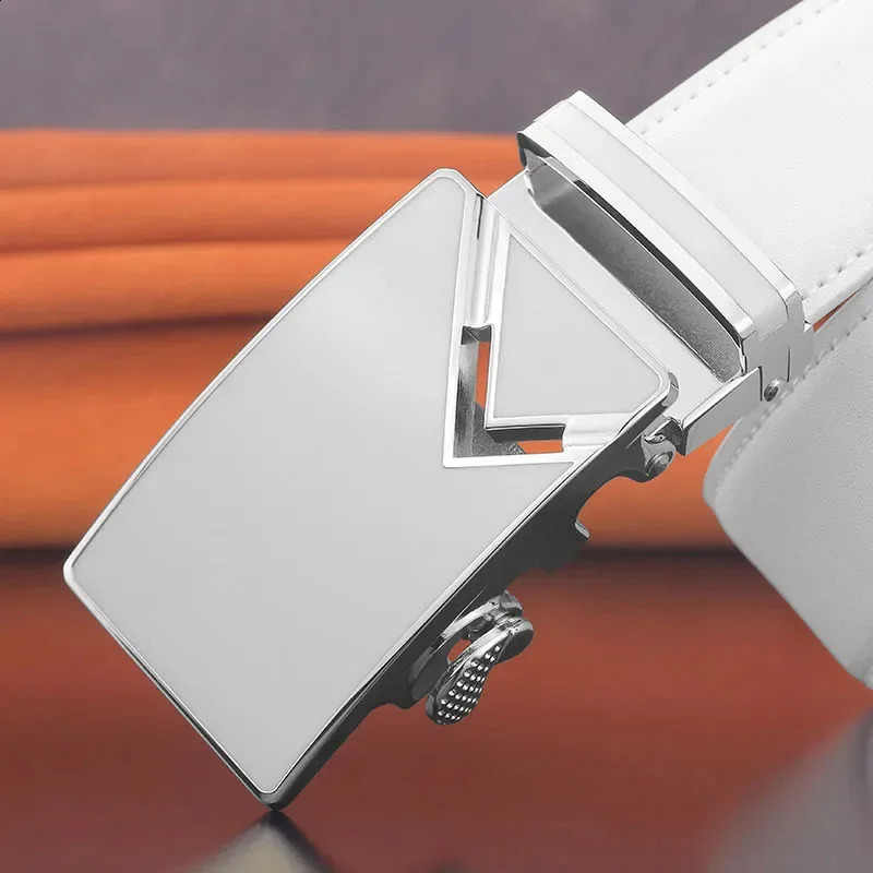 Golf White Leather Belt Korean Edition Fashionable Mens Business Travel High Quality Leisure Automatic Buckle 240925