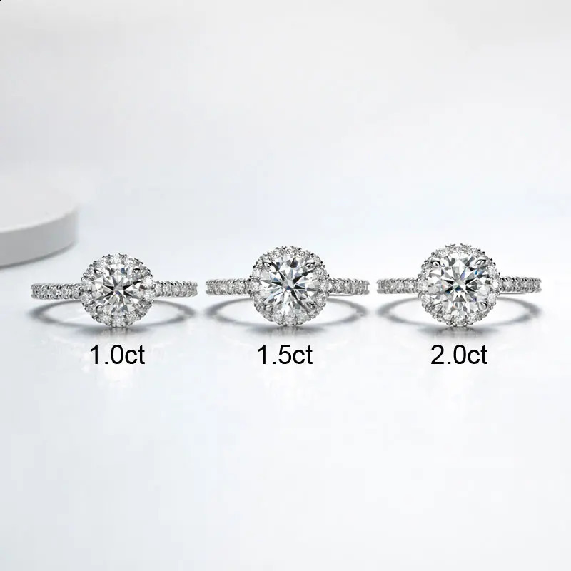 DEZO all silica female halo engagement ring with a total of 2.75ctw solid 925 silver circular cut VVS1 D color GRA certificate 240924