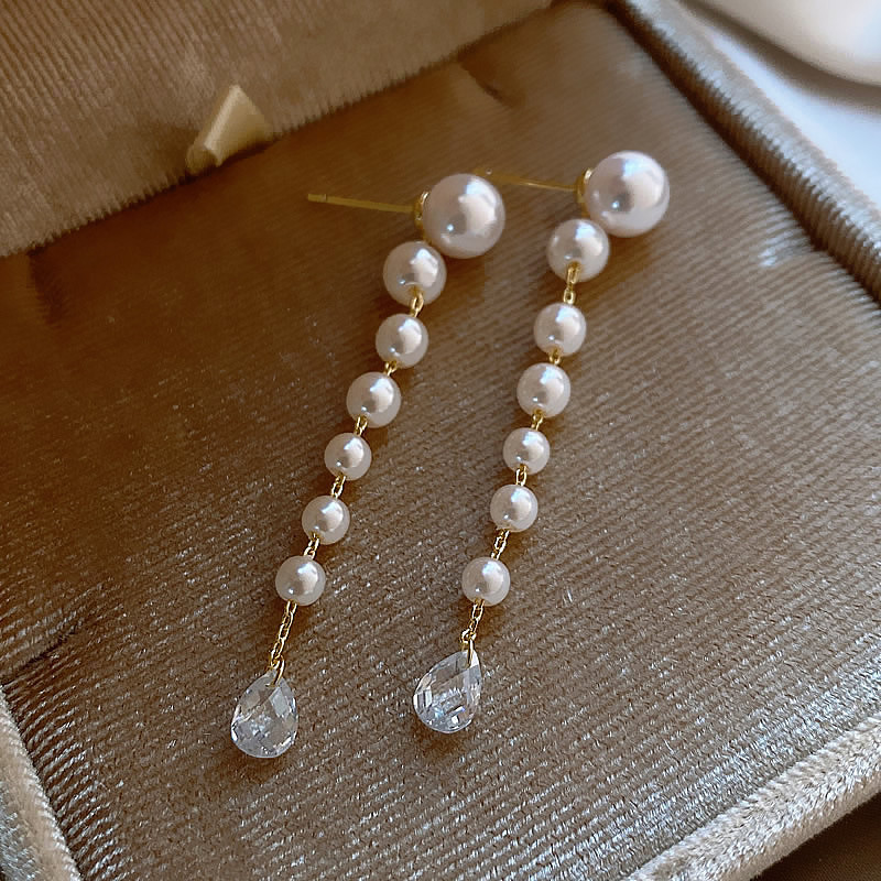 Elegant Designer Pearl Earrings Simulated White Water Drop Pearl Earrings for Women 18K Gold Silver Freshwater Pearl Dangle Earring Wedding Jewelry Gi