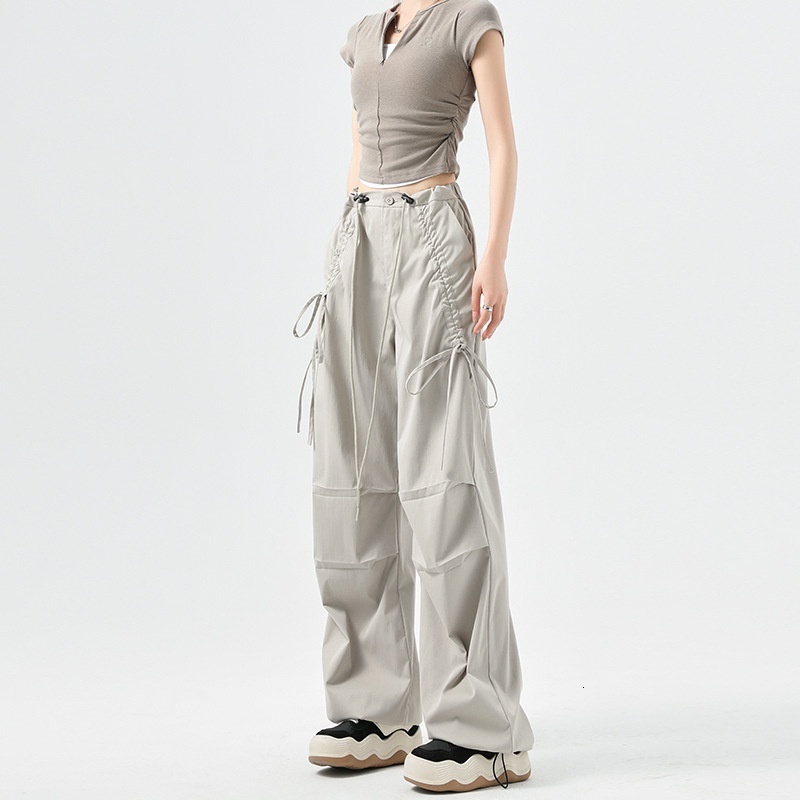 Work women's spring autumn quick drying sports 2024 new with a high-end feel, high waist and slimming effect, bow tie wide leg pants
