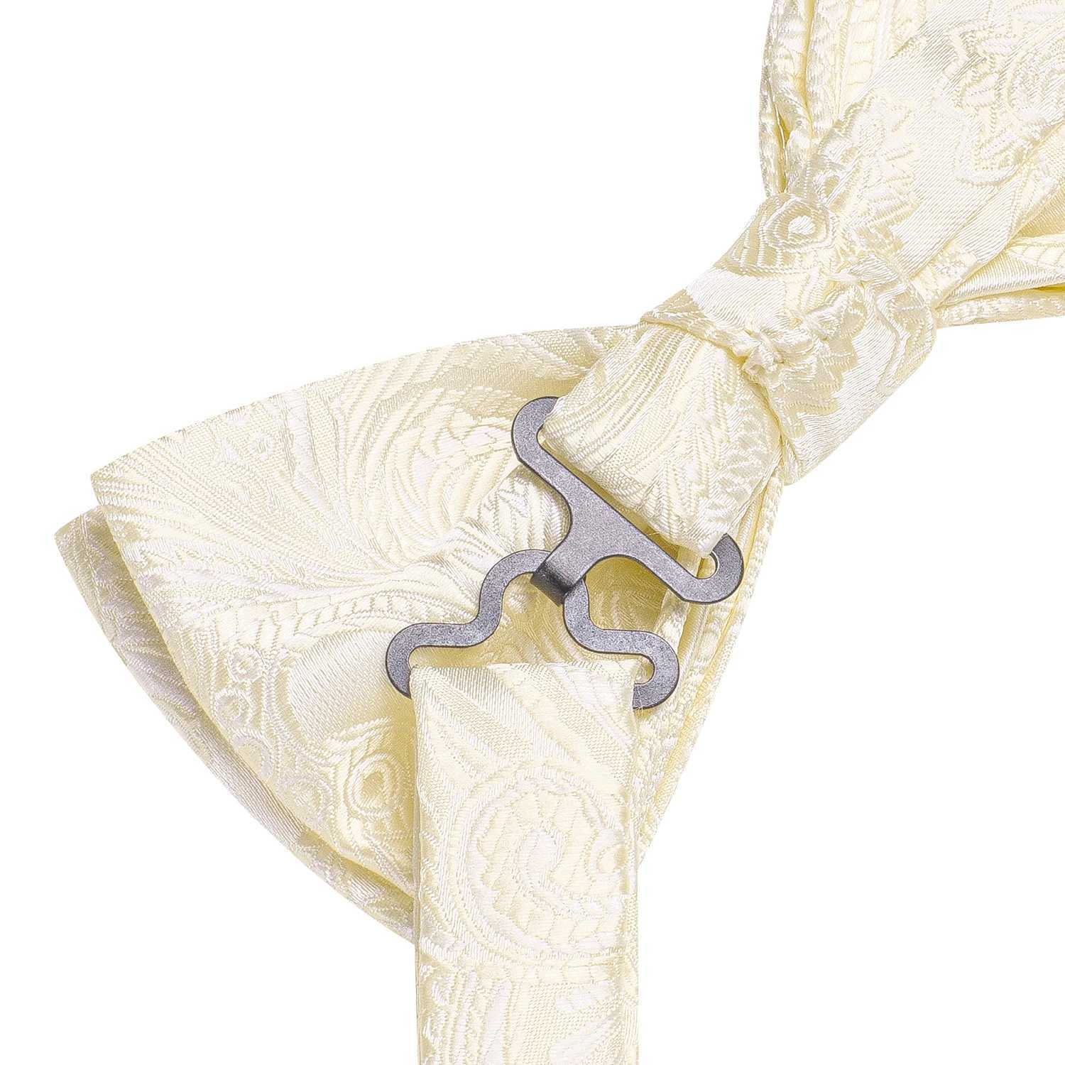 Beige champagne gold silk mens tie Hanji cufflinks set jacquard floral pre tie M wedding business Y240925