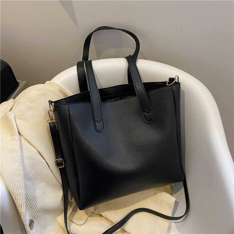 CMM Popular Large Bag Female Autumn Winter New Soft Leather Tote Bag Versatile College Student Class One Shoulder Messenger Bag