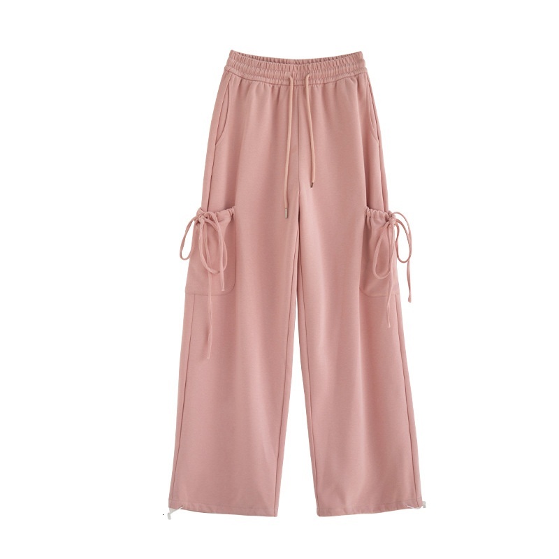 Wide for women in autumn and winter 2024, new high waisted bow design, casual sweatpants, small straight leg sports pants