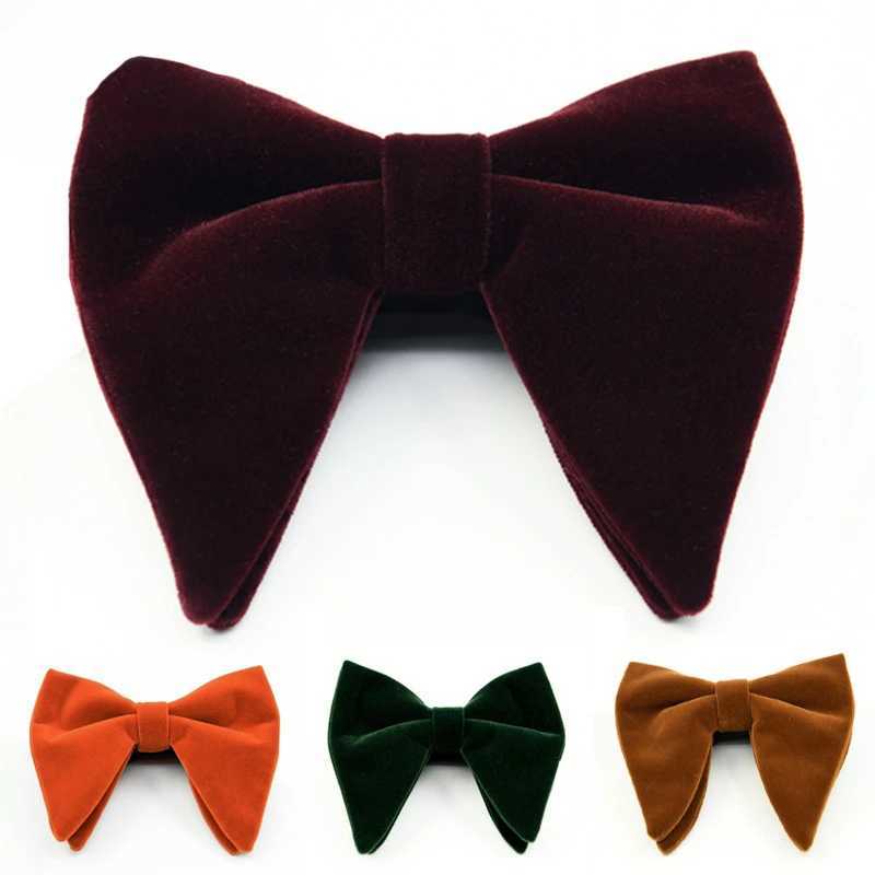 New fashion velvet big bow suitable for mens Gro wedding bow tight solid color Gravatas ultra-thin black tie accessory Y240925