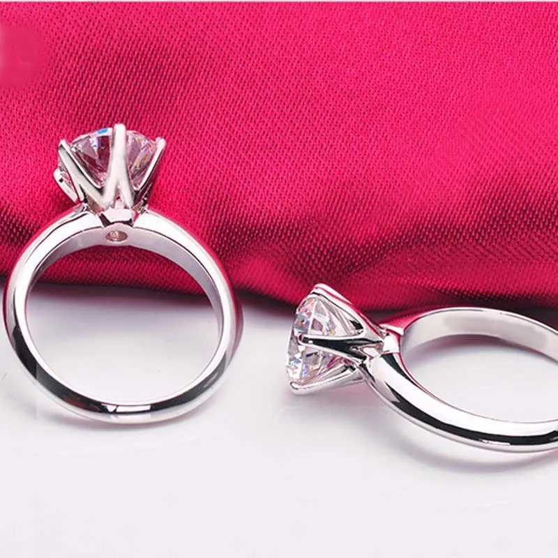 925 Sterling Silver Simple Engagement Wedding Rings for Women Fashion 1CT/2CT/ 3CT Cubic Zirconia Ring Bridal Jewelry GiftXJ250514