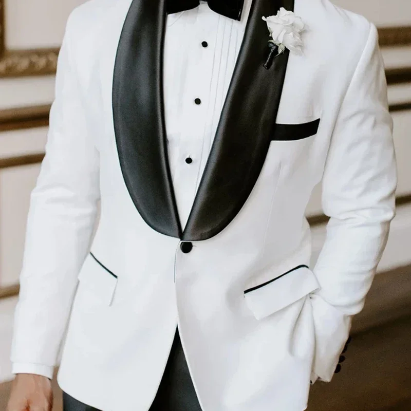 Formal Wedding Blazer for Men Suit Black Shawl Lapel Slim Fit Jacket for Groom Tuxedo 1 Piece African Fashion Jacket