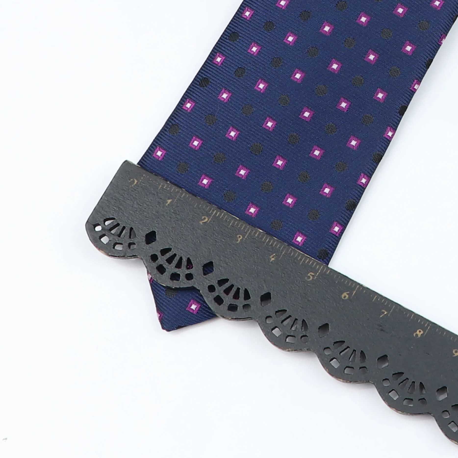 Mens classic tight striped collar red navy blue tie jacquard woven solid flat dot tie daily wear tie wedding party gift Y240925