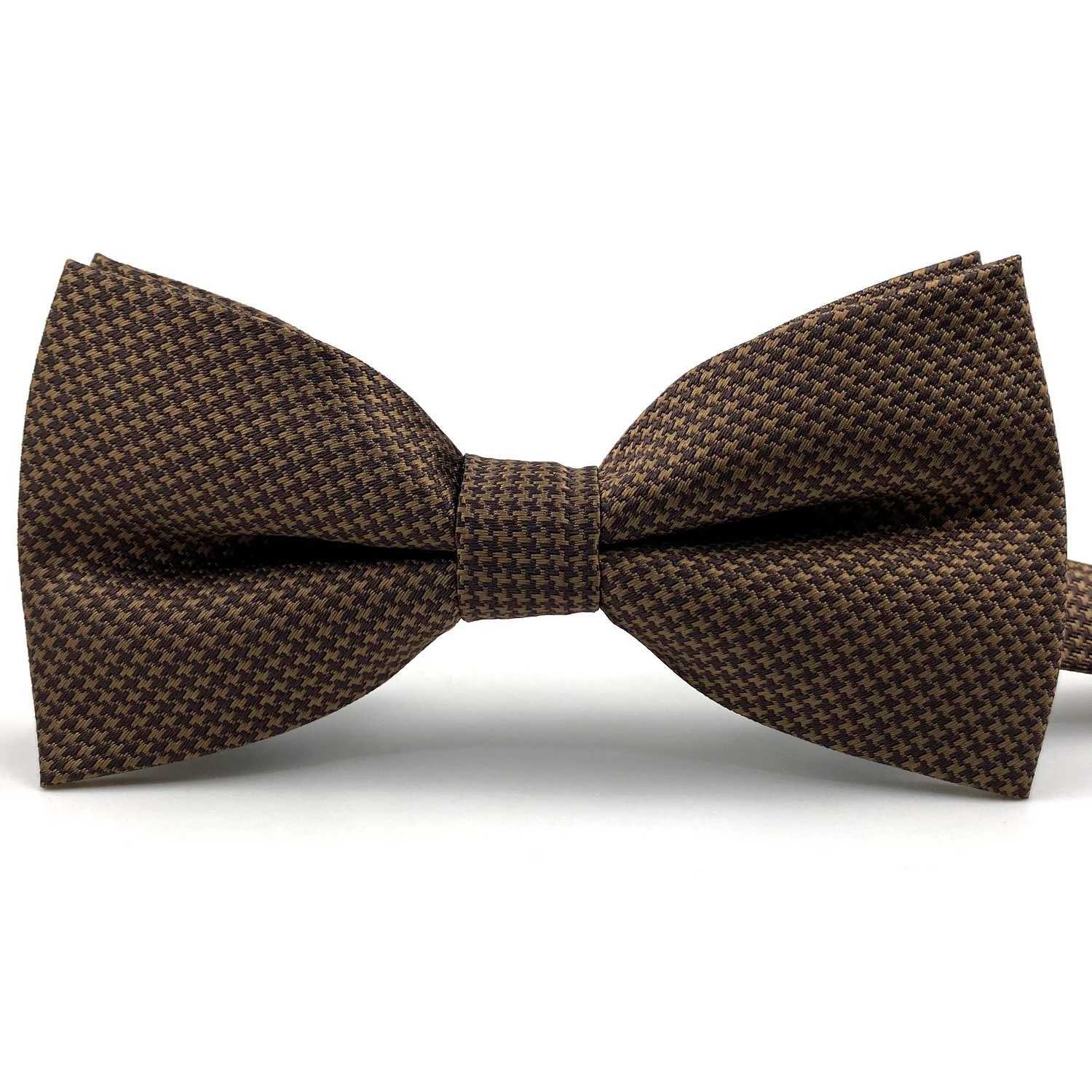 7 Brown Houndstooth Necktie Set Handmade Wedding Fashion Extra Long Size Classic Ties for Mens Hanky X2504071