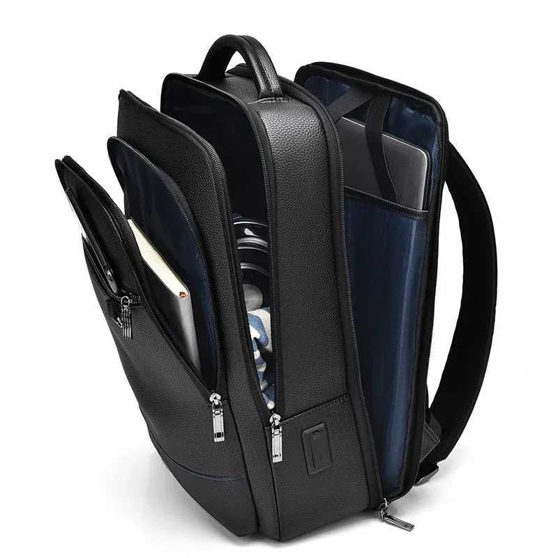 Executive Backpack Men Pu Leather Satchel Usb Charging Briefcase Office Travel Laptop Business Shoulder Back Pack Male 240925