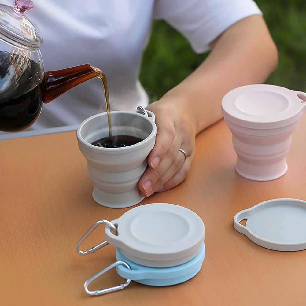 180ml silicone folding foldable and retractable cute water bottle outdoor travel childrens cup tea set kettle beverage Z260202