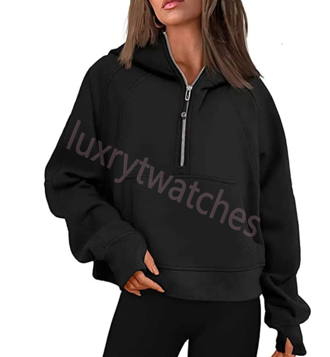Women's Half Zip Hoodie Designer Sports Sweater Loose Fitness Short Plush Coat Sweatshirt Yoga Outfits Scubba Hoodie Gym Sportswear Outdoor Sports