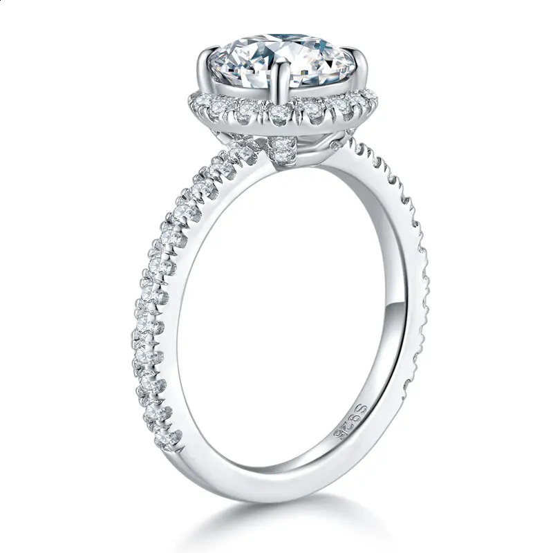 DEZO all silica female halo engagement ring with a total of 2.75ctw solid 925 silver circular cut VVS1 D color GRA certificate 240924