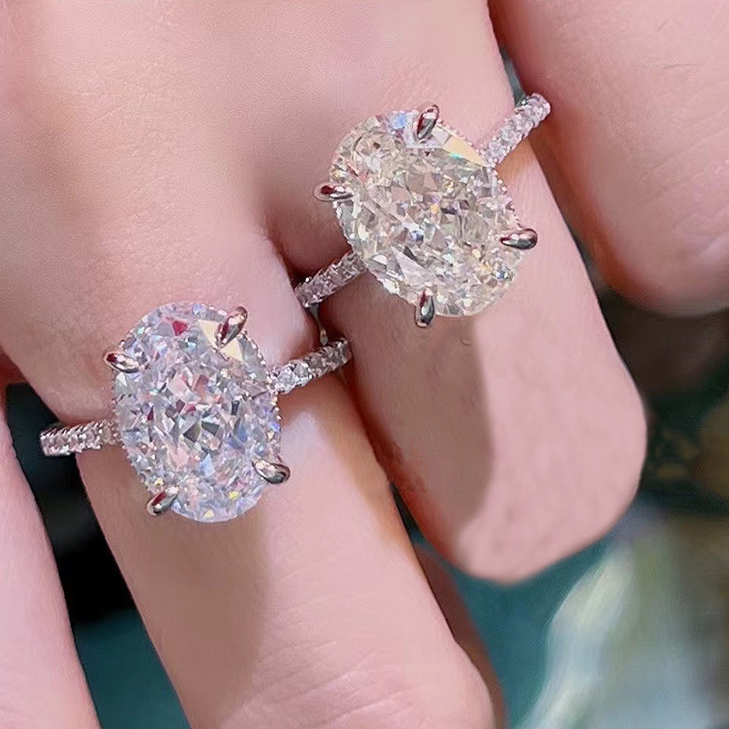 Sterg Sier Oval Pink Moissanite Dia Eternity Wedding Engagement Band Ring